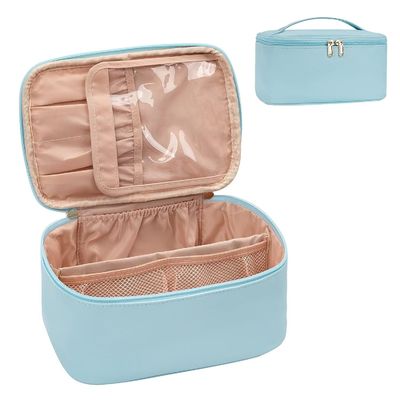 Bolsa de armazenamento de cosméticos com 3 compartimentos, projetada para manter cosméticos organizados, OEM aceitável, material não transparente para armazenamento