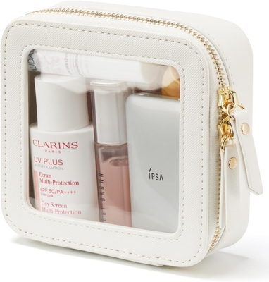 Pequena bolsa cosmética para bolsa mini bolsa de maquiagem para a escola linda maquiagem clara bolsa de maquiagem para viagens pequena maquiagem de couro branco O