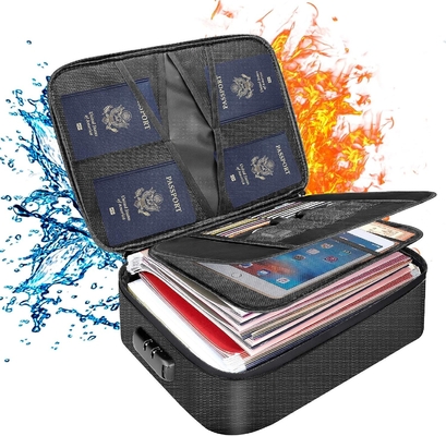 Saco de documentos com fechadura,caixote de armazenamento de ficheiros de 3 camadas à prova de fogo com fecho resistente à água,safe de documentos portátil