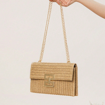 Novas Festas Vento MULTI-LAYER CHAIN CLAMSHELL LOCK STRAW BAG BAG CROSS-BORDER BAG DE MUJER