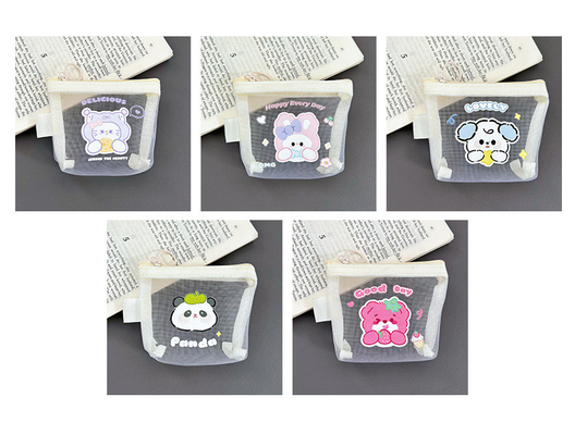 Cartoon NET MONEY PURSE CUTE CHANGE BAGÃO DE ARMAÇÃO TRANSPARENTE CARTA PORTÁVEL BOLSO VERMELHO Envelope MINI BAGÃO DE ARMAÇÃO