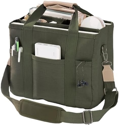Saco de Tote de lona com bolsos múltiplos Saco de Tote Crossbody para mulheres Saco de mão de ombro moderno Tudo Saco de Tote com Compart