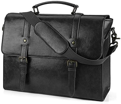 Saco de mensageiro VINTAGE 15,6 polegadas impermeável de couro portátil BRIEFCASE grande saco de bolso de ombro saco de escritório retro