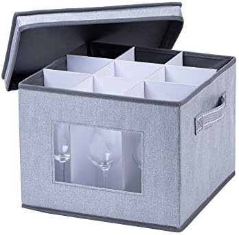 VENO 2 Pacotes Caixa de armazenamento de vidro de vinho com tampa e alças, produtos de vidro, China Organizer, ótimo para mudança, transporte.