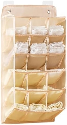 3D NUEVO ORGANIZADOR DE ARMÁRIO DURÁVEL COMPLETO DE POCAS DE MELHAS 3D, Prateleira de parede, guarda-roupa, saco de armazenamento pendurado (BEIGE-2PACK)