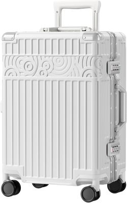 Bagagem sem fecho com 4 rodas 20 polegadas maleta de casca dura com PC + ABS TSA bloqueio 4 Metal canto branco