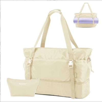 Mochila de viagem feminina para viagens, bolsa de mão, mochila, com compartimento para sapatos e bolso molhado, mochila de estofado de ioga, mochila de fim de semana