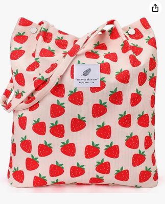 Bolsa Tote Feminina Meninas, Grande Capacidade Corduroy Reutilizável Sacola de Ombro com Interior