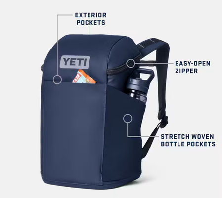 Mochila à Prova d'Água com Sistema Frontal Estiloso de Elástico, Dois Bolsos para Garrafa de Água e Alças de Transporte Equilibradas no Topo