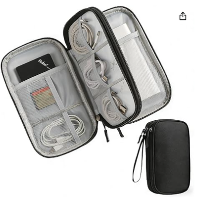Caixa de Armazenamento para Viagem - Capa Protetora Dura de EVA para Power Bank, Carregador, Cabo, Telefone e Acessórios - Bolsa de Armazenamento Portátil para Avião, Viagens de Negócios, Mobiliário Doméstico