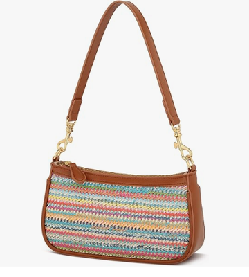 Bolsa Pequena Preta Feminina, Mini Bolsa de Ombro Fofa com Fechamento em Zíper | 2 Alças Removíveis, Bolsa Retro de Axila, Bolsa Transversal Clássica, Bolsa de Mão Feminina