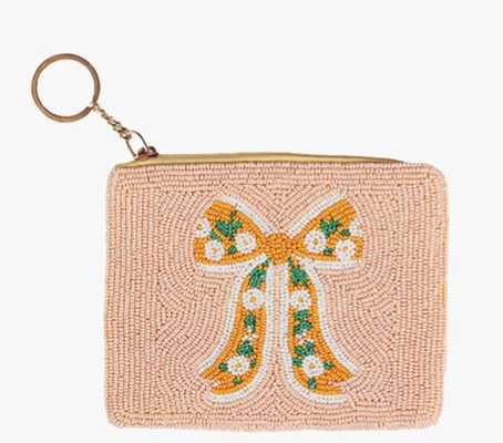 Saco de moedas Ricki com coroa na frente e na parte traseira, fecho de fecho seguro e chaveiro dourado para armazenamento conveniente de moedas