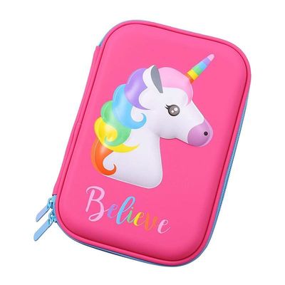 ODM 60Pcs Unicorn EVA Pencil Case 3D que imprime Logo Pink Color