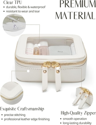 Pequena bolsa cosmética para bolsa mini bolsa de maquiagem para a escola linda maquiagem clara bolsa de maquiagem para viagens pequena maquiagem de couro branco O