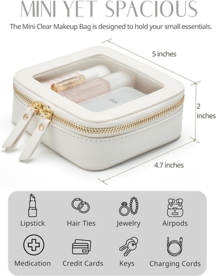 Pequena bolsa cosmética para bolsa mini bolsa de maquiagem para a escola linda maquiagem clara bolsa de maquiagem para viagens pequena maquiagem de couro branco O