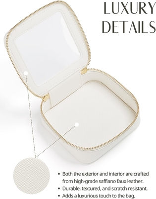 Pequena bolsa cosmética para bolsa mini bolsa de maquiagem para a escola linda maquiagem clara bolsa de maquiagem para viagens pequena maquiagem de couro branco O