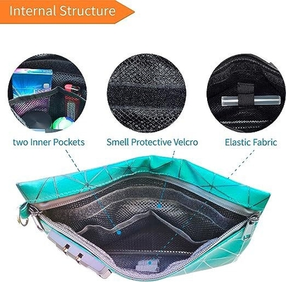 Sacos à prova de odor com fechadura combinada, saco à prova de odor revestido de carbono 10,2 x 7,2 polegadas Saco de armazenamento de viagem