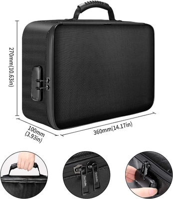 Saco de documentos com fechadura,caixote de armazenamento de ficheiros de 3 camadas à prova de fogo com fecho resistente à água,safe de documentos portátil