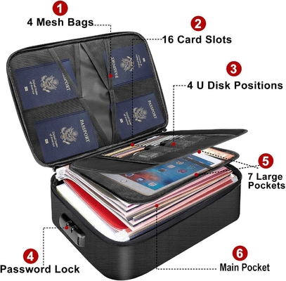 Saco de documentos com fechadura,caixote de armazenamento de ficheiros de 3 camadas à prova de fogo com fecho resistente à água,safe de documentos portátil