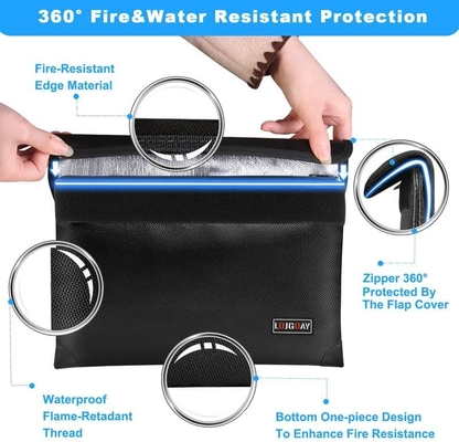 Saco de documentos à prova de fogo - com isolamento térmico a 5200°F, saco à prova de fogo à prova d'água com fecho, 8 camadas de materiais funcionais