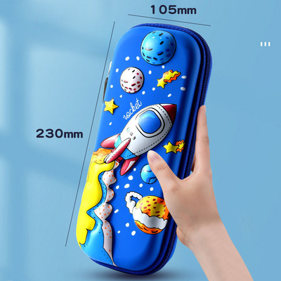 Caixa de lápis 3D EVA Caixa de lápis espacial Caixa de lápis Galaxy Caixa de lápis astronauta Lápis Punch Cartoon azul Porta lápis grande