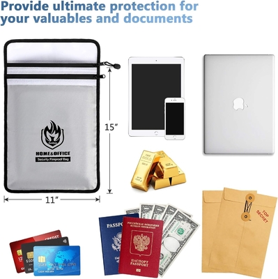 Saco de documentos à prova de fogo de dois bolsos (2000 ° F), 15 ¢ x 11 ¢ Saco de dinheiro à prova de fogo à prova de água com fecho, à prova de água