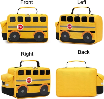 Caixa de almoço para crianças meninos meninas bolsas de almoço escolares reutilizáveis refrigerador recheio térmico para piquenique (ônibus escolar amarelo)