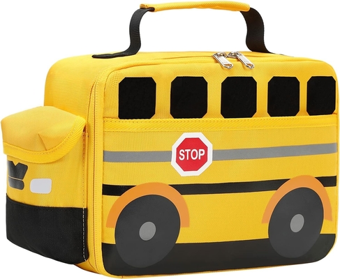 Caixa de almoço para crianças meninos meninas bolsas de almoço escolares reutilizáveis refrigerador recheio térmico para piquenique (ônibus escolar amarelo)