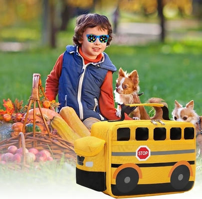 Caixa de almoço para crianças meninos meninas bolsas de almoço escolares reutilizáveis refrigerador recheio térmico para piquenique (ônibus escolar amarelo)