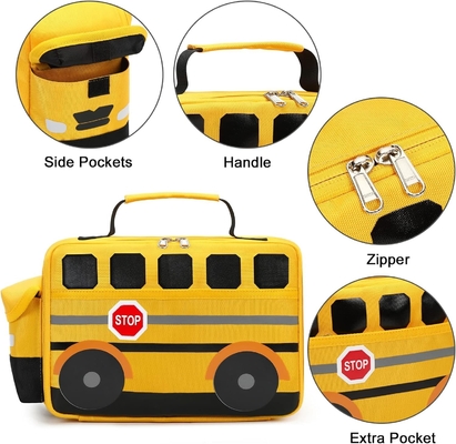 Caixa de almoço para crianças meninos meninas bolsas de almoço escolares reutilizáveis refrigerador recheio térmico para piquenique (ônibus escolar amarelo)