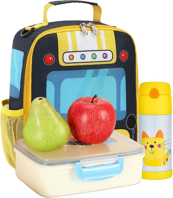 Caixa de almoço para crianças para meninas escolares Meninos Sacos de almoço isolados com cinto de ombro Reutilizável Cooler de almoço Tote para viagens Pini