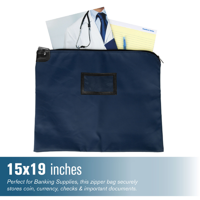 Sacos de correio de bloqueio HIPAA de nylon laminado com cartão - 19W x 15H - prontos para o envio