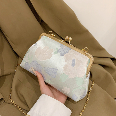 Novo saco de cadeia de clipe estilo chinês saco de concha estilo nacional saco de flor de ombro moda jantar saco de corpo cruzado para mulheres
