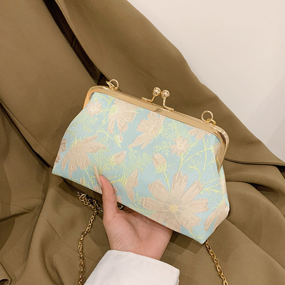 Novo saco de cadeia de clipe estilo chinês saco de concha estilo nacional saco de flor de ombro moda jantar saco de corpo cruzado para mulheres