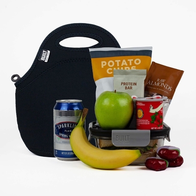 Built Gourmet Getaway Soft Neoprene Lunch Tote Bag - Leve, isolado e reutilizável, de tamanho único, preto