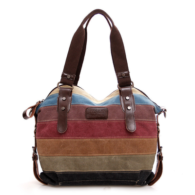 NUEVA TENDÊNCIA Arco-íris de tela estriada saco de moda patchwork saco de água de roupa saco de roupa