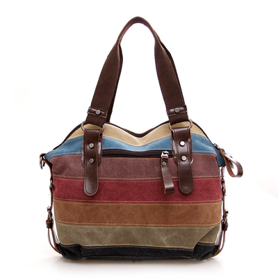 NUEVA TENDÊNCIA Arco-íris de tela estriada saco de moda patchwork saco de água de roupa saco de roupa