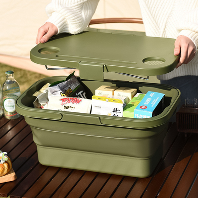 Outdoor Spring Camping COLLAPSABLE armazenamento caixa de armazenamento mesa dobrável de piquenique armazenamento portátil cesto cesto de piquenique vem com