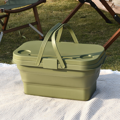 Outdoor Spring Camping COLLAPSABLE armazenamento caixa de armazenamento mesa dobrável de piquenique armazenamento portátil cesto cesto de piquenique vem com