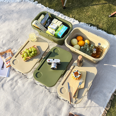 Outdoor Spring Camping COLLAPSABLE armazenamento caixa de armazenamento mesa dobrável de piquenique armazenamento portátil cesto cesto de piquenique vem com
