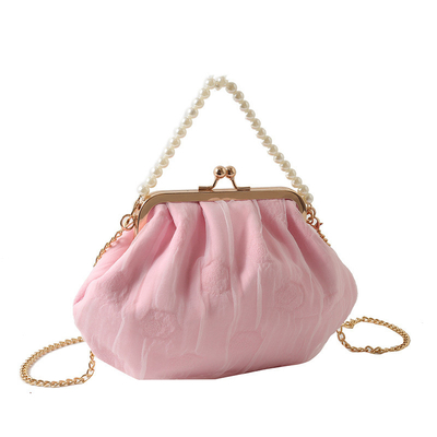 2024 NEW RETRO FAIRY SOLID COLOR PEQUENA SAQUETA BLANCA SAQUETA DE MANO PERLA LINHA DE MUJERES em saco simples de corpo cruzado