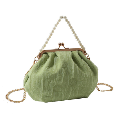 2024 NEW RETRO FAIRY SOLID COLOR PEQUENA SAQUETA BLANCA SAQUETA DE MANO PERLA LINHA DE MUJERES em saco simples de corpo cruzado