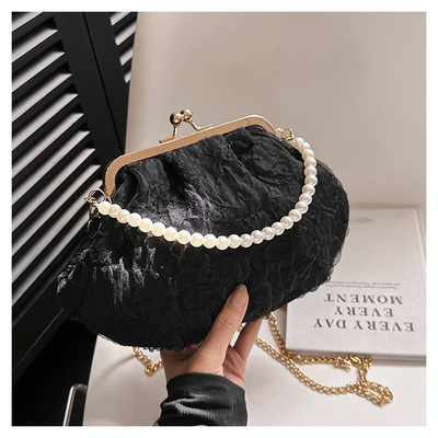 2024 NEW RETRO FAIRY SOLID COLOR PEQUENA SAQUETA BLANCA SAQUETA DE MANO PERLA LINHA DE MUJERES em saco simples de corpo cruzado