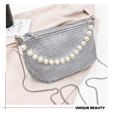 Novo punho de pérola imitação bolsa de mão de diamante cheio bolso ombro bolso explosivo de festa transfronteiriça bolso de jantar de moda ombro