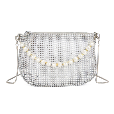 Novo punho de pérola imitação bolsa de mão de diamante cheio bolso ombro bolso explosivo de festa transfronteiriça bolso de jantar de moda ombro