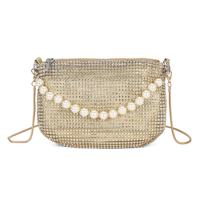 Novo punho de pérola imitação bolsa de mão de diamante cheio bolso ombro bolso explosivo de festa transfronteiriça bolso de jantar de moda ombro