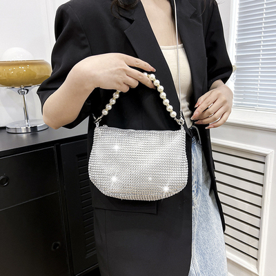 Novo punho de pérola imitação bolsa de mão de diamante cheio bolso ombro bolso explosivo de festa transfronteiriça bolso de jantar de moda ombro