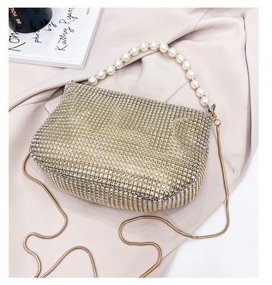 Novo punho de pérola imitação bolsa de mão de diamante cheio bolso ombro bolso explosivo de festa transfronteiriça bolso de jantar de moda ombro