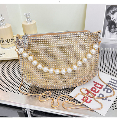 Novo punho de pérola imitação bolsa de mão de diamante cheio bolso ombro bolso explosivo de festa transfronteiriça bolso de jantar de moda ombro
