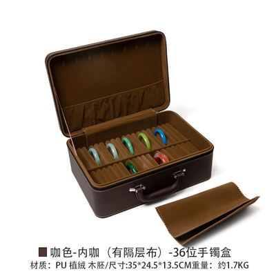 VINTAGE GRANDE Capacidade de couro pulseira caixa de armazenamento caixa de armazenamento de casa pulseira de jade portátil caixa de armazenamento múltipla